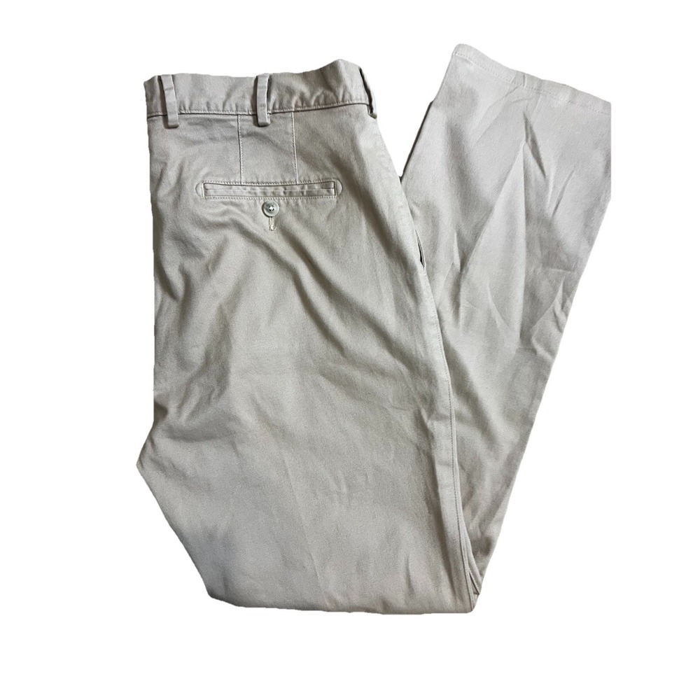 Peter Millar Crown Pilot Twill Flat Front Trouser Pants Mens 35x27‎ 1/2  Beige